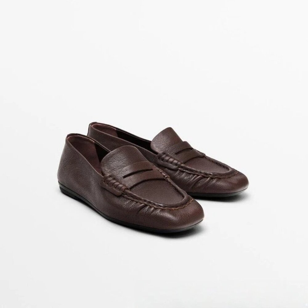NIB Massimo Dutti Soft Leather Penny Loafers Women's Size 38 7/7.5
